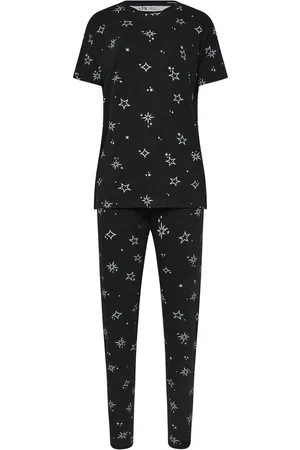 Long Tall Sally Black Outline Stars Short Sleeve Tapered 100% Cotton Pyjamas Set AU 8-10 Tall