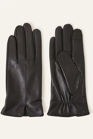 Accessorize Black Touch Screen Leather Gloves mediumlarge