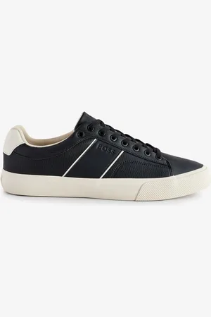 HUGO BOSS Black Faux-Leather Trainers With Plain And Grained Textures AU 11 (EU 45)