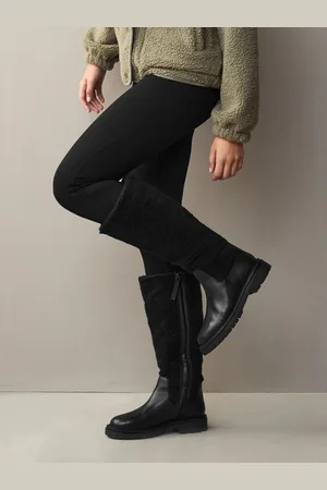 Next Black Leather Forever Comfort Borg Lined Knee High Boots AU 8 (EU 39)