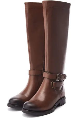 Moda In Pelle Somain Jodper Strap Detail Long Leather Brown Boots AU 8 (EU 39)