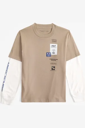 Abercrombie & Fitch Natural Graphic Logo 2 Layer T-Shirt 13
