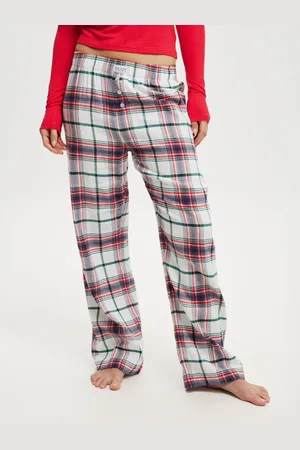 Cotton On Navy/Green/Red Boyfriend Flannel Wide Leg Boxer Trousers S