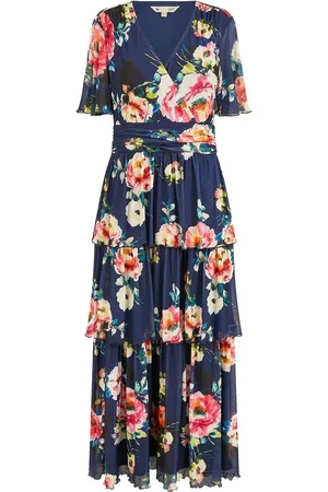 Yumi Floral Mesh Tiered Maxi Dress AU 12