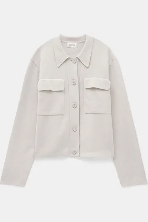 Hush Puppies Cream Knitted Button Through Shirt Jacket M-L