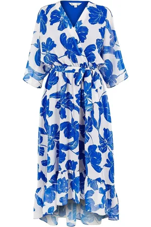 Yumi Kimono Sleeves Midi Dip Hem Wrap Midi Dress AU 16