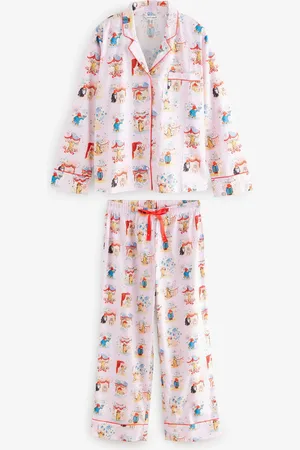 Cath Kidston Pink Paddington Party Button Up 100% Cotton Pyjamas AU 14 R