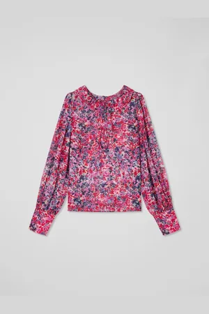 LK Bennett Pink Erin Multi Watercolor Floral Blouse AU 14