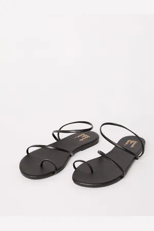 Friends Like These Black Standard Fit Asymmetric Toe Loop Faux Leather Flip Flop Sandals AU 10 (EU 41)
