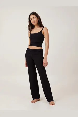 Cotton On Black Sleep Recovery Roll Waist Trousers S