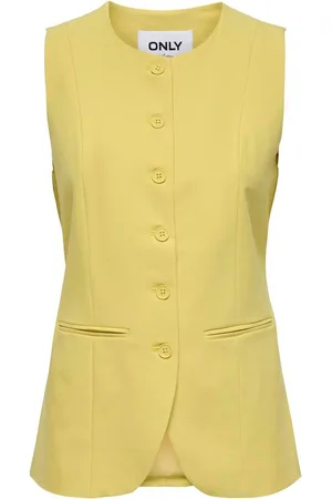ONLY Yellow High Neck Longline Waistcoat AU 8
