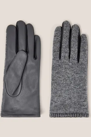 White Stuff Grey Lucie Leather Gloves Med Small