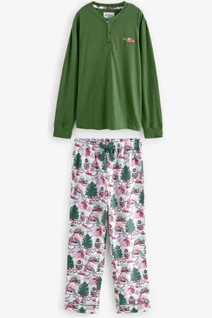 Cath Kidston Green Christmas House Long Sleeve 100% Cotton Pyjamas M Reg