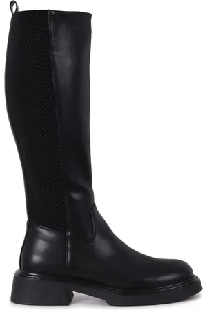 Linzi Black PU High Leg Klara Boots With Elastic Gusset AU 8 (EU 39)