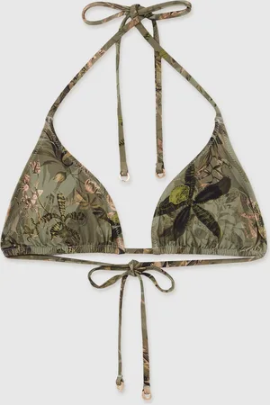 Reiss Khaki Thia NYBG Floral Triangle Bikini Top AU 8