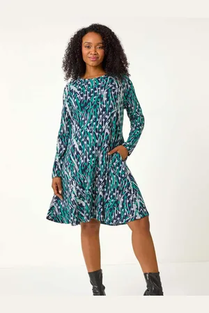 Roman Petite Spot Print Swing Stretch Dress AU 16
