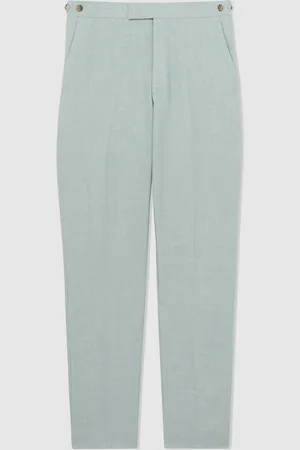 Reiss Ocean Green Warner Linen Slim-Fit Suit Trousers 38
