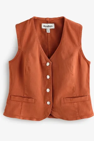 Threadbare Orange Tailored Denim Waistcoat AU 14