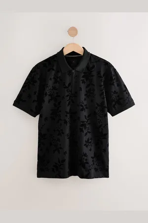 Next Flocked Quarter Zip Polo Shirt 4XL