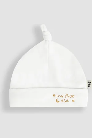 JoJo Maman Bébé White My First Eid Embroidered Baby Hat 3