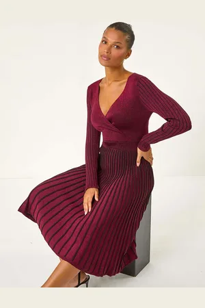 Roman Sparkle Wrap Knitted Midi Dress AU 18
