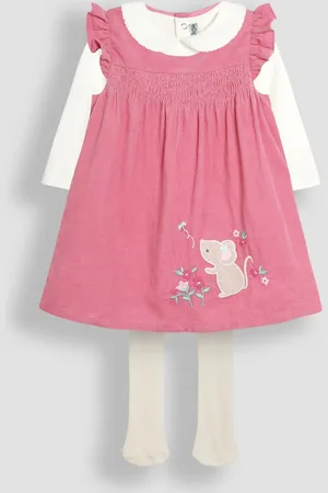 JoJo Maman Bébé Mouse Appliqué Cord Baby Dress And Top Set 6