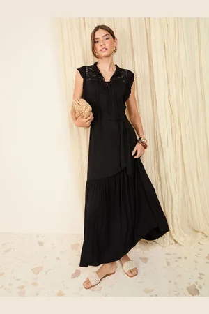 Friends Like These Short Frill Sleeve Broderie Jersey Midi Dress 16