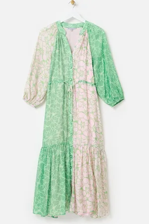 Oliver Bonas Floral Print Tiered Midi Dress AU 8