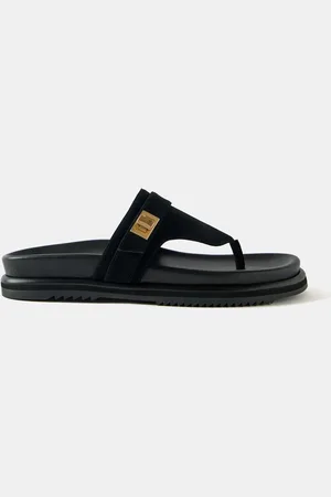 mint&berry Black Suede Chunky Flip Flops AU 8 (EU 39)