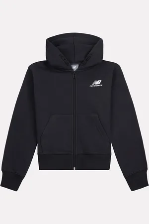 New Balance Black Girls Brush Back Graphic Zip Hoodie 12
