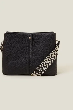 Accessorize Black Faux Leather Webbing Strap Cross-Body Bag One
