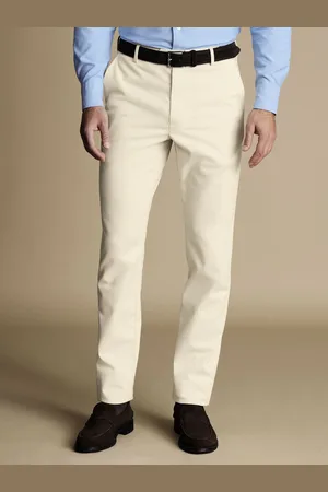 Charles Tyrwhitt Natural Chrome Slim Fit Ultimate non-iron Chino Trousers W34 L32