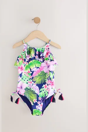Next Purple/Navy Tropical Frill Swimsuit (3-16yrs) 11 Years (146cm)