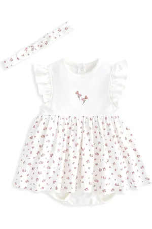 Mamas & Papas Rose Print 100% Cotton Dress & Headband Set Upto 3 Months (50
