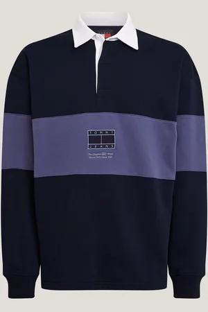 Tommy Hilfiger Blue 100% Cotton Tonal Flag Sweatshirt M