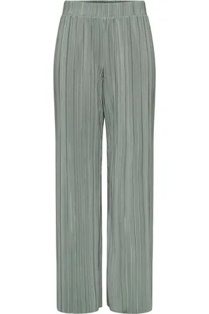 ONLY Grey Plisse Wide Leg Trousers