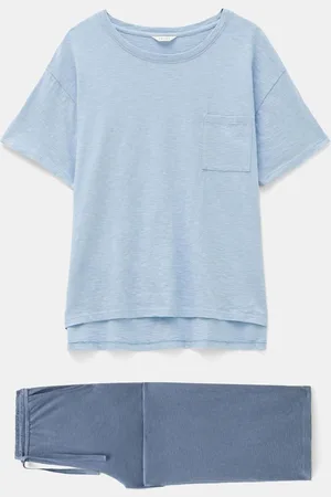 Hush Puppies Blue Mila 100% Cotton Culottes Pyjamas S Reg