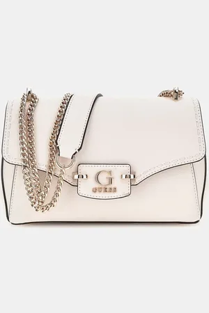 Guess Nastra Convertible Cross-Body White Flap Bag One