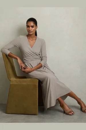 Reiss Madeline Jersey Wrap-Tie Midi Dress AU 4