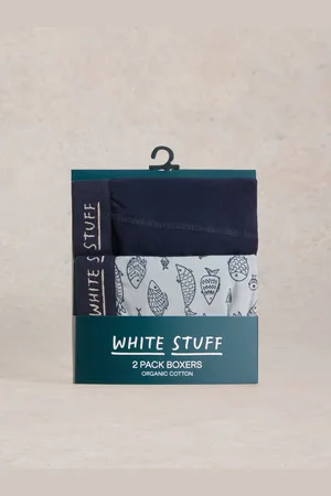 White Stuff Blue Plain & Print Boxers 2 Pack XL