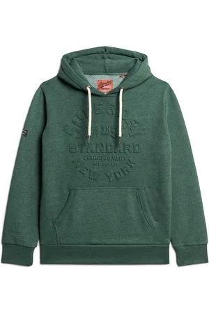Superdry Buck Green Marl Embossed Logo Graphic Hoodie L