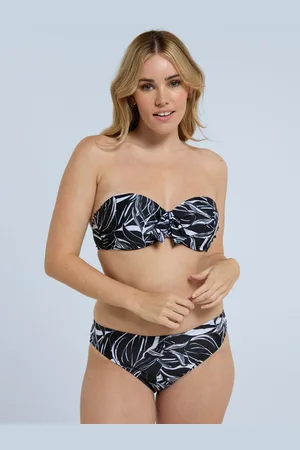 Animale Black Docks Printed Tie Front Womens Bikini Top AU 10