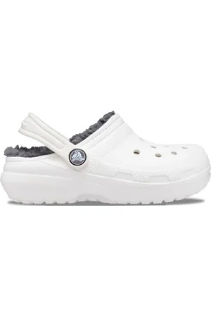 Crocs White Fluffy Kids Lined Clogs AU 2 (EU 34.5)