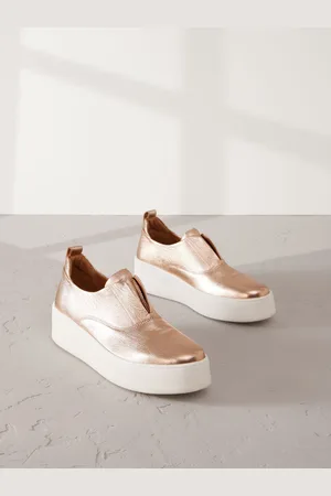 Next Rose Gold Slip On Signature Forever Comfort Leather Chunky Wedge Platform Trainers AU 5.5 (EU 36)
