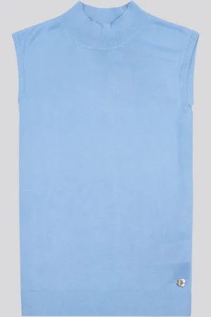 U.S. Polo Assn. U. S. Polo Assn Blue Womens Mock Neck Sleeveless Knit Jumper L
