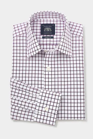 SAVILE ROW The 100% Cotton Grid Check Classic Fit Formal Shirt AU 39 Regular