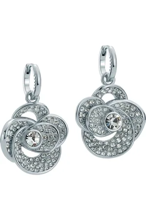 Ted Baker Silver Tone Florence Crystal Flower Huggie Earrings One