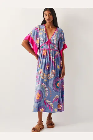Monsoon Monika Short Sleeve Floral Print Midi Dress L