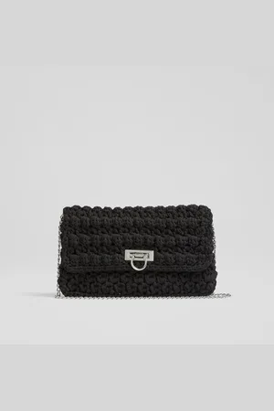 LK Bennett Black Woven Fabric Essie Clutch One