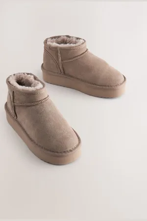 Next Mink Brown Flatform Mini Warm Lined Water Repellent Suede Pull-On Boots AU 6 (EU 39)